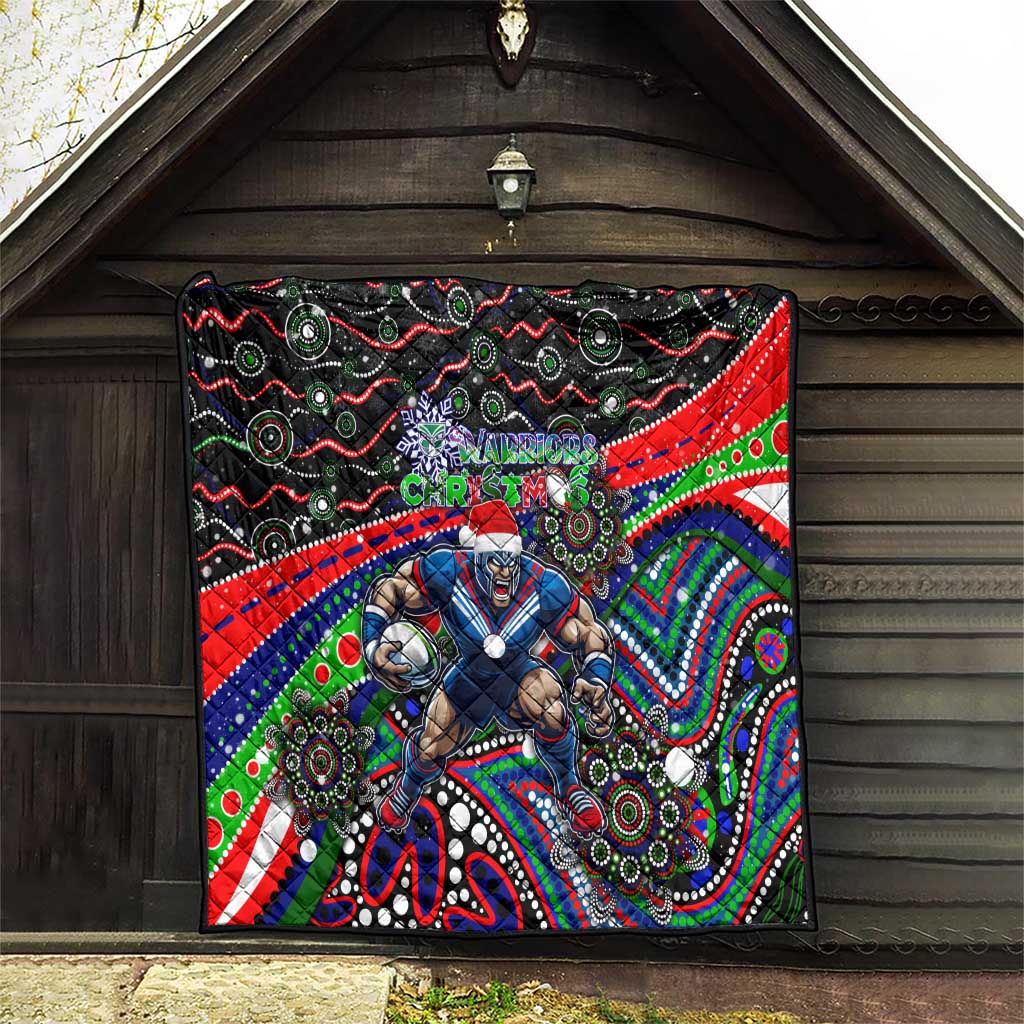Merry Christmas New Zealand Warriors Quilt Aboriginal Santa Rugby Mascot - Vibe Hoodie Shop