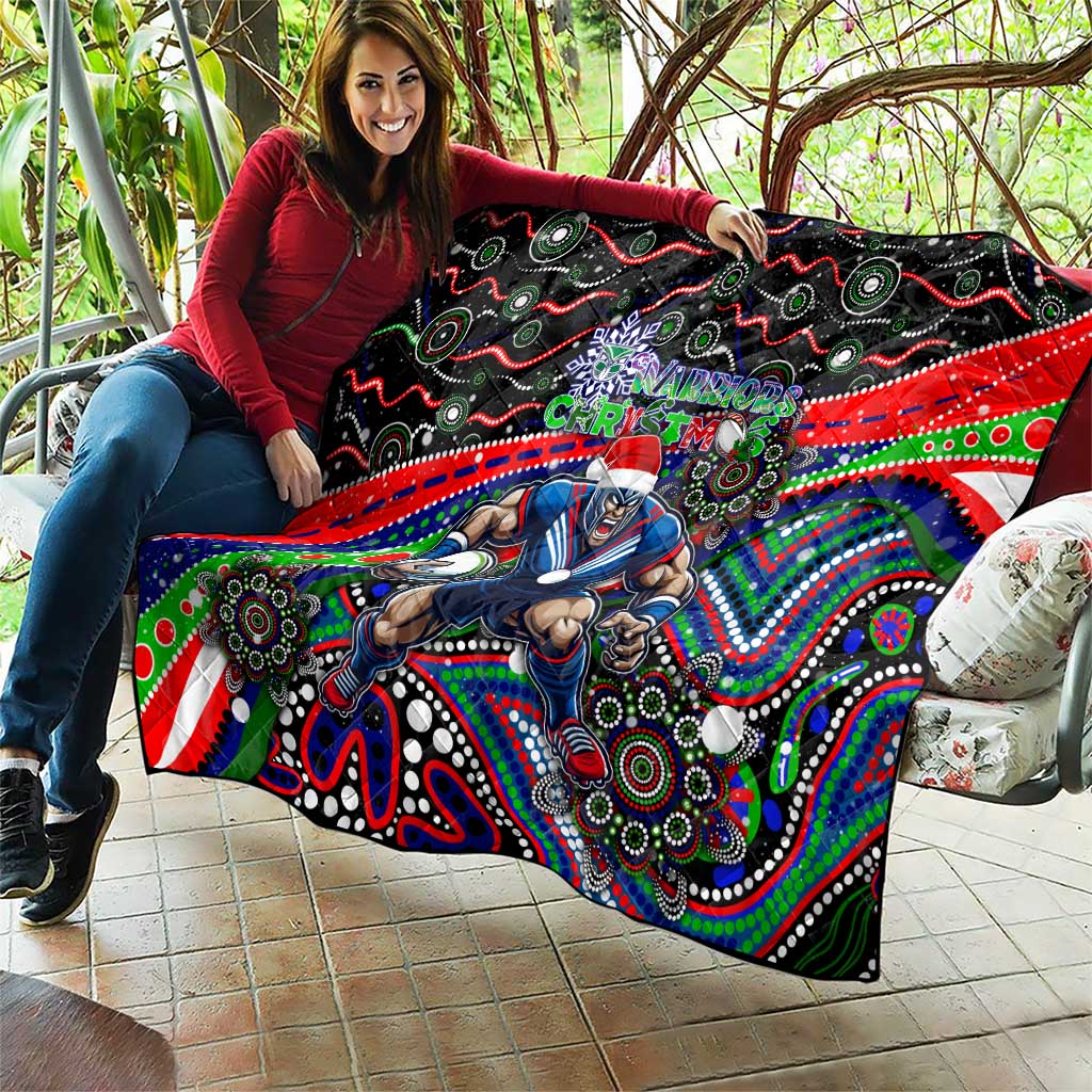 Merry Christmas New Zealand Warriors Quilt Aboriginal Santa Rugby Mascot - Vibe Hoodie Shop