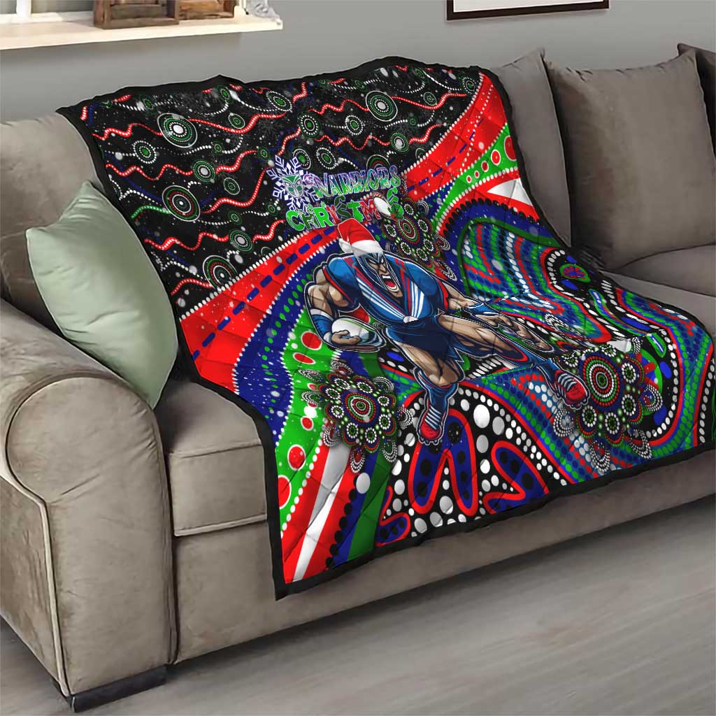 Merry Christmas New Zealand Warriors Quilt Aboriginal Santa Rugby Mascot - Vibe Hoodie Shop