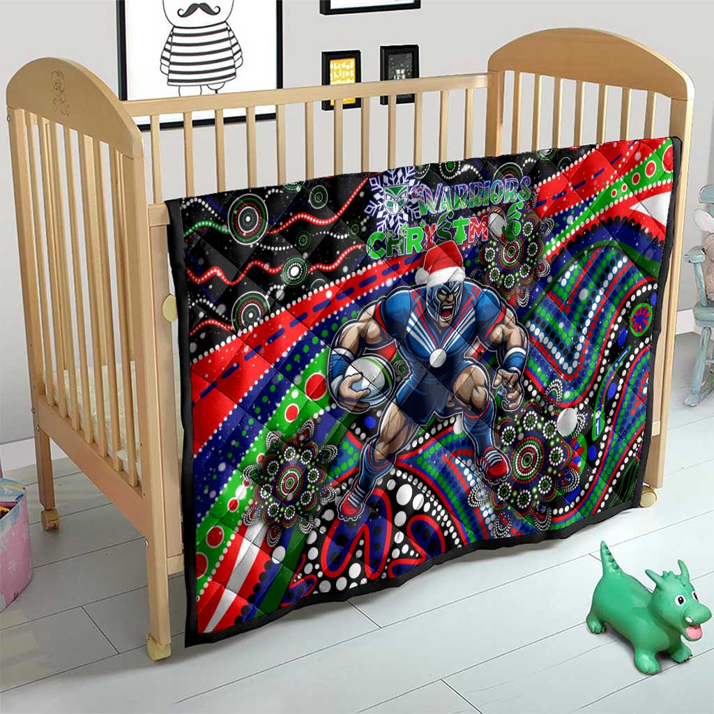 Merry Christmas New Zealand Warriors Quilt Aboriginal Santa Rugby Mascot - Vibe Hoodie Shop