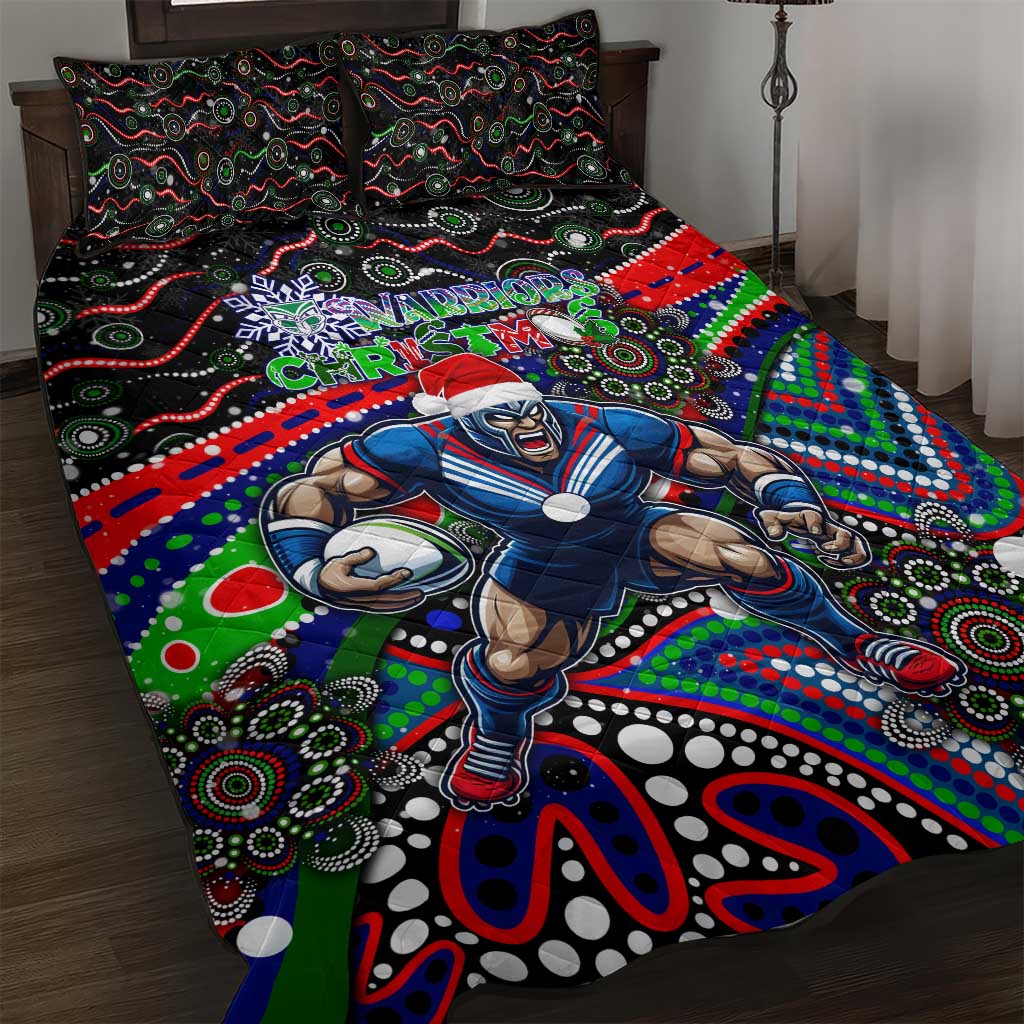 Merry Christmas New Zealand Warriors Quilt Bed Set Aboriginal Santa Rugby Mascot - Vibe Hoodie Shop