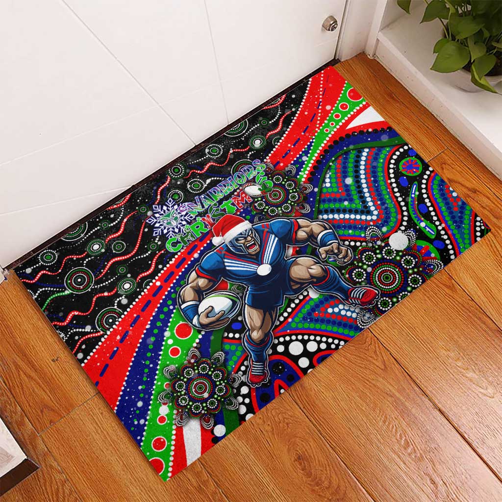 Merry Christmas New Zealand Warriors Rubber Doormat Aboriginal Santa Rugby Mascot