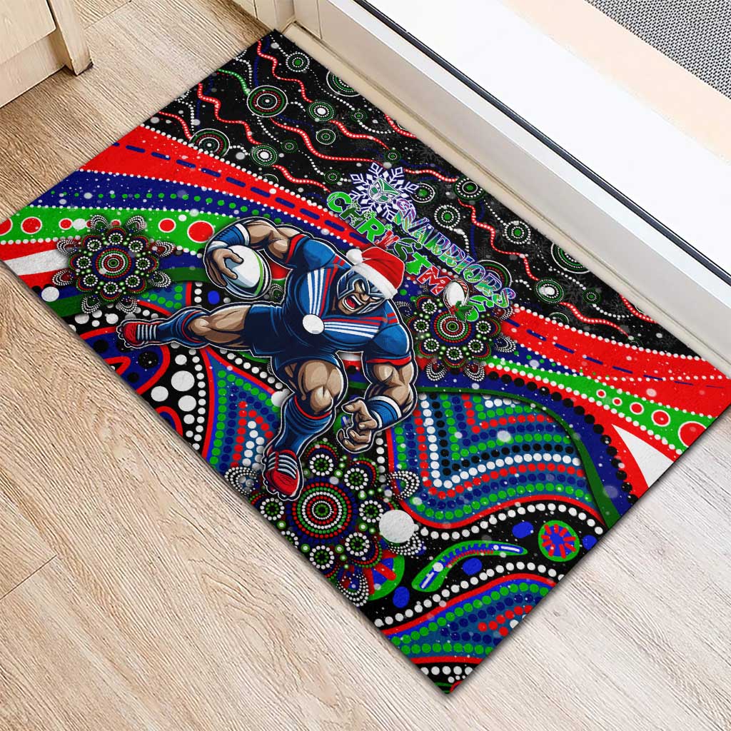 Merry Christmas New Zealand Warriors Rubber Doormat Aboriginal Santa Rugby Mascot