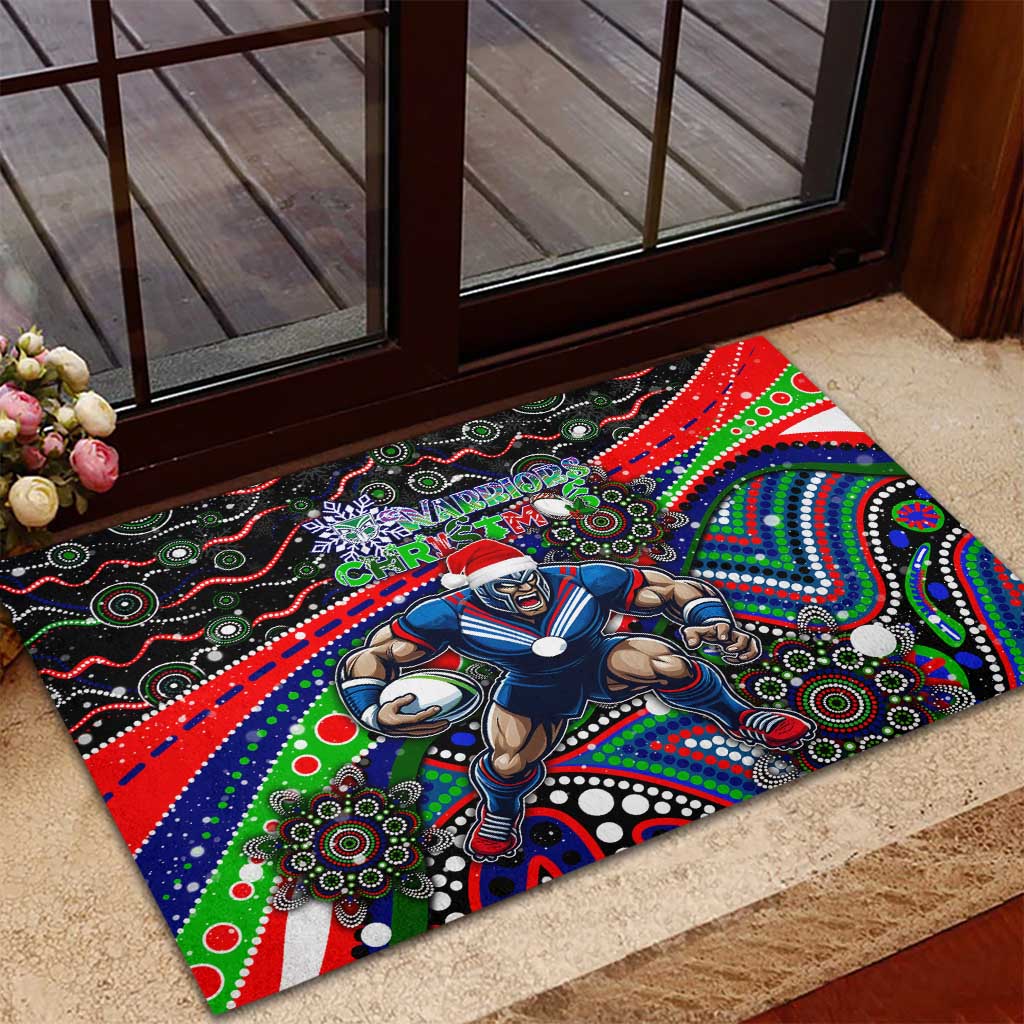 Merry Christmas New Zealand Warriors Rubber Doormat Aboriginal Santa Rugby Mascot