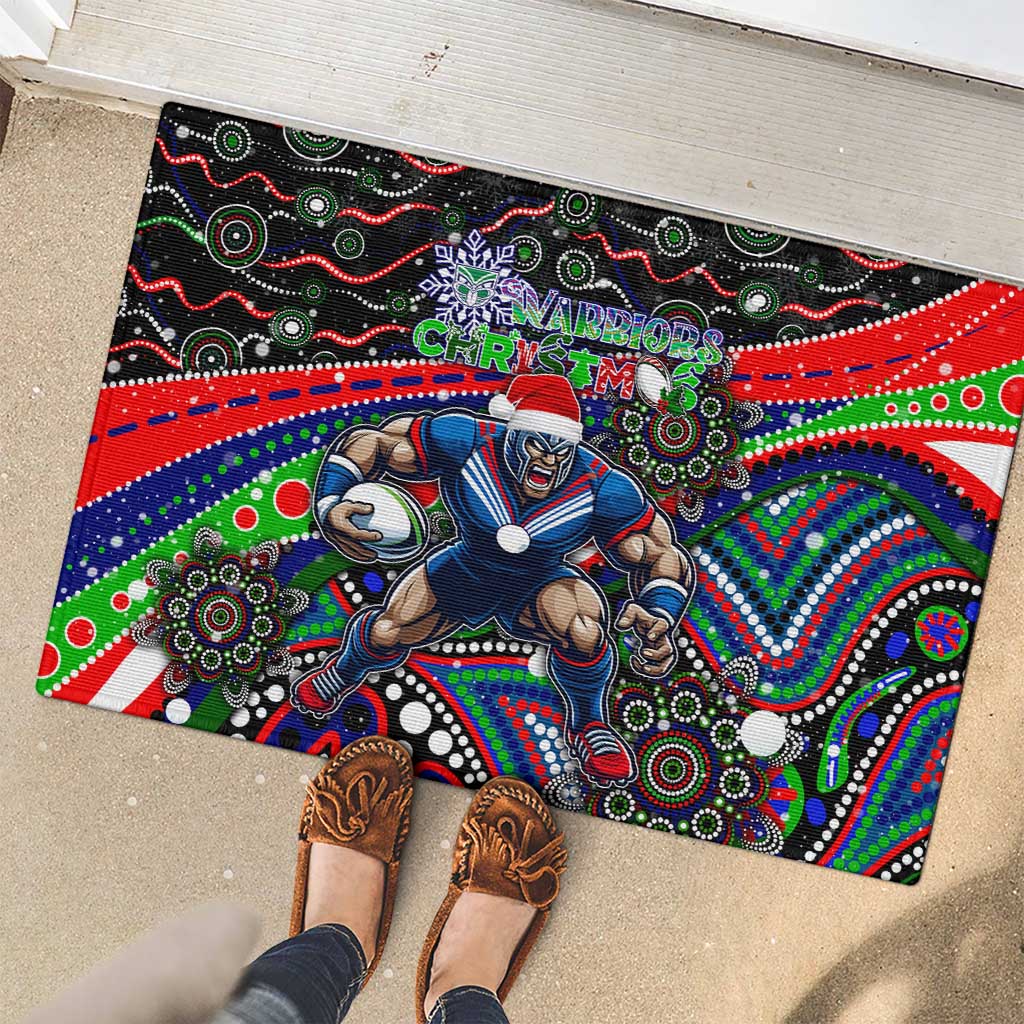 Merry Christmas New Zealand Warriors Rubber Doormat Aboriginal Santa Rugby Mascot