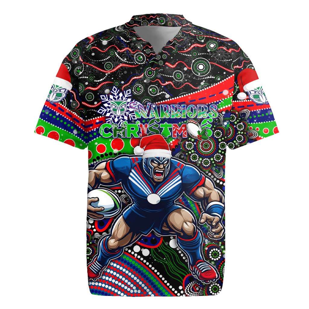 Merry Christmas New Zealand Warriors Rugby Jersey Aboriginal Santa Rugby Mascot