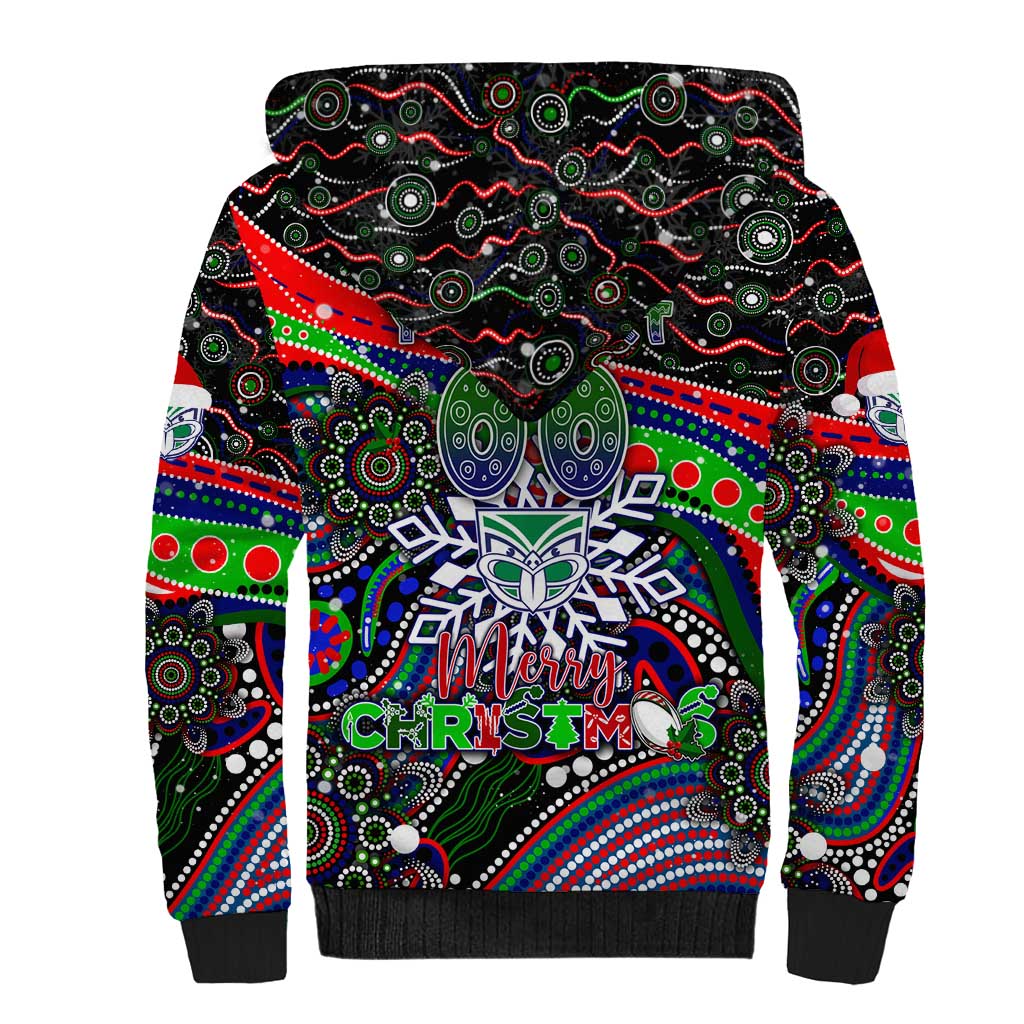 Merry Christmas New Zealand Warriors Sherpa Hoodie Aboriginal Santa Rugby Mascot - Vibe Hoodie Shop