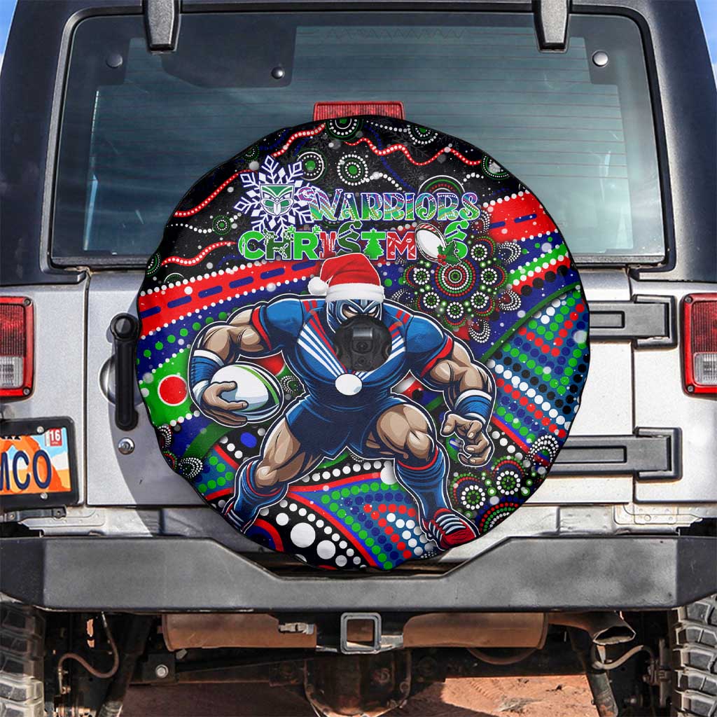 Merry Christmas New Zealand Warriors Spare Tire Cover Aboriginal Santa Rugby Mascot - Vibe Hoodie Shop