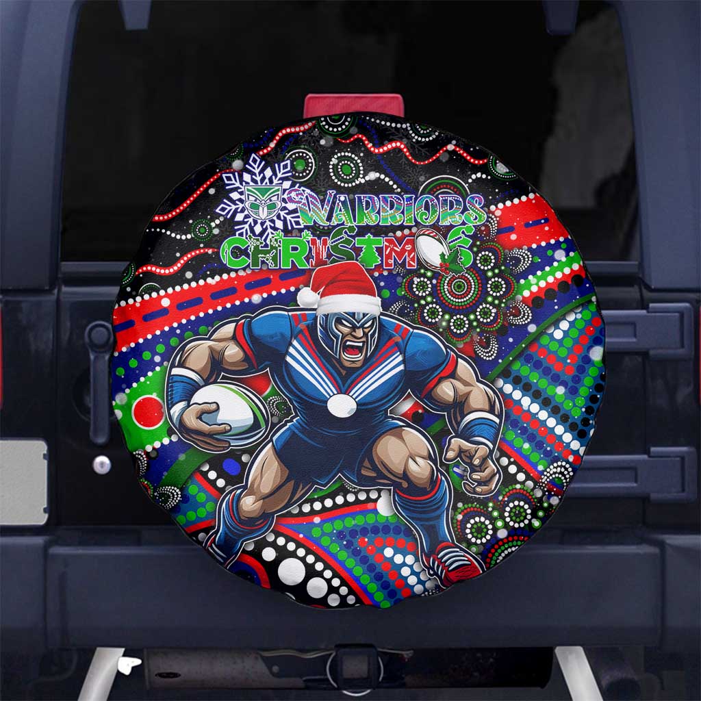 Merry Christmas New Zealand Warriors Spare Tire Cover Aboriginal Santa Rugby Mascot - Vibe Hoodie Shop