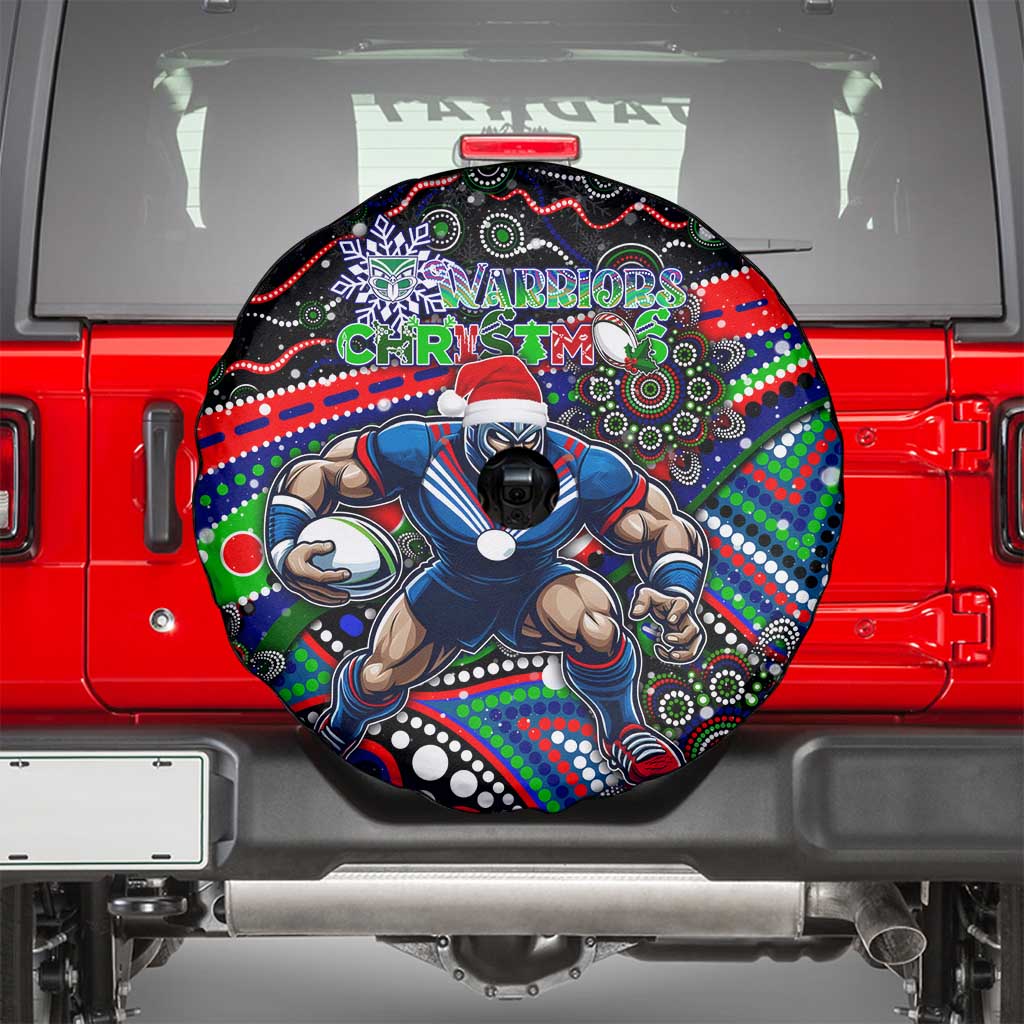 Merry Christmas New Zealand Warriors Spare Tire Cover Aboriginal Santa Rugby Mascot - Vibe Hoodie Shop