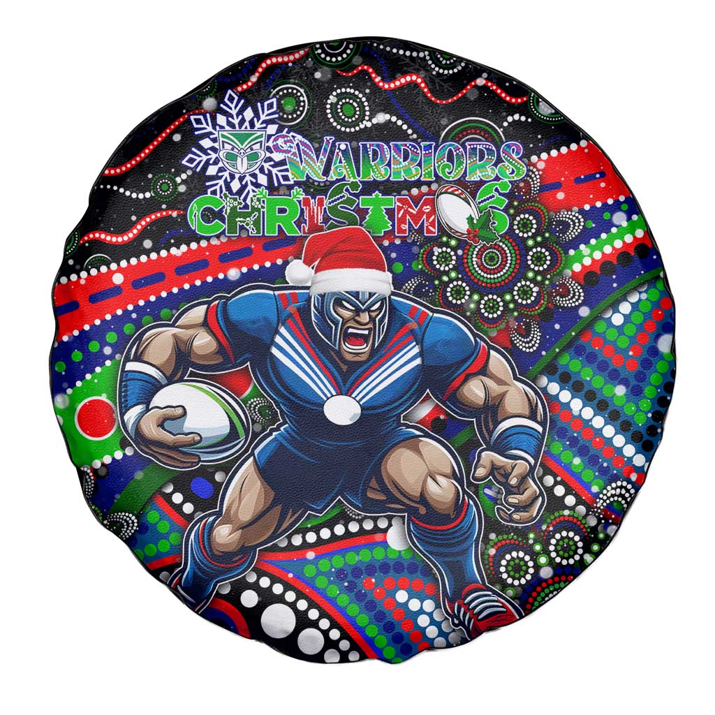 Merry Christmas New Zealand Warriors Spare Tire Cover Aboriginal Santa Rugby Mascot - Vibe Hoodie Shop