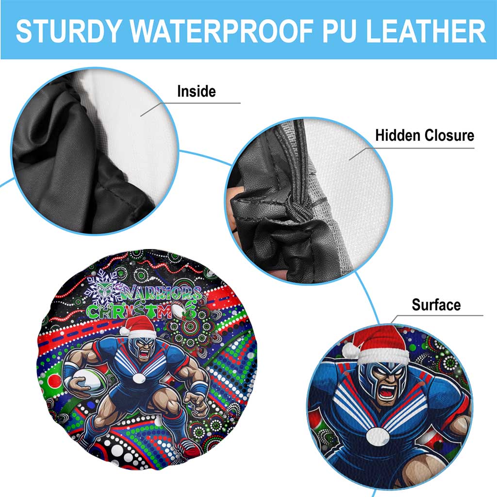 Merry Christmas New Zealand Warriors Spare Tire Cover Aboriginal Santa Rugby Mascot - Vibe Hoodie Shop