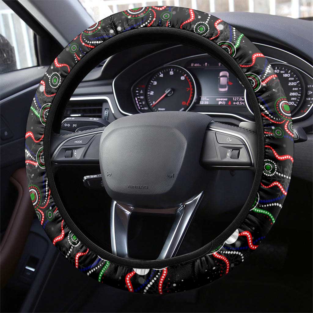 Merry Christmas New Zealand Warriors Steering Wheel Cover Aboriginal Santa Rugby Mascot