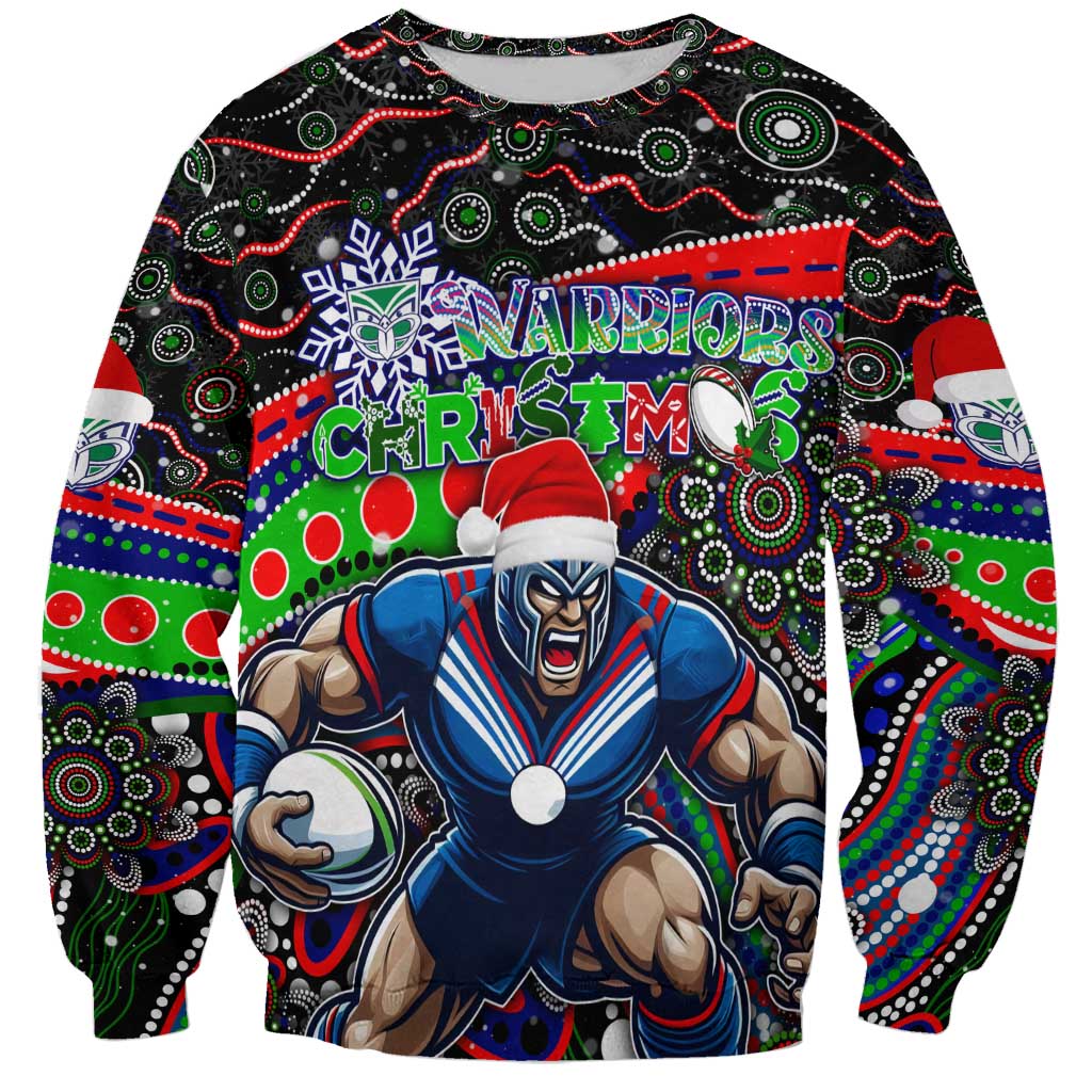 Merry Christmas New Zealand Warriors Sweatshirt Aboriginal Santa Rugby Mascot - Vibe Hoodie Shop