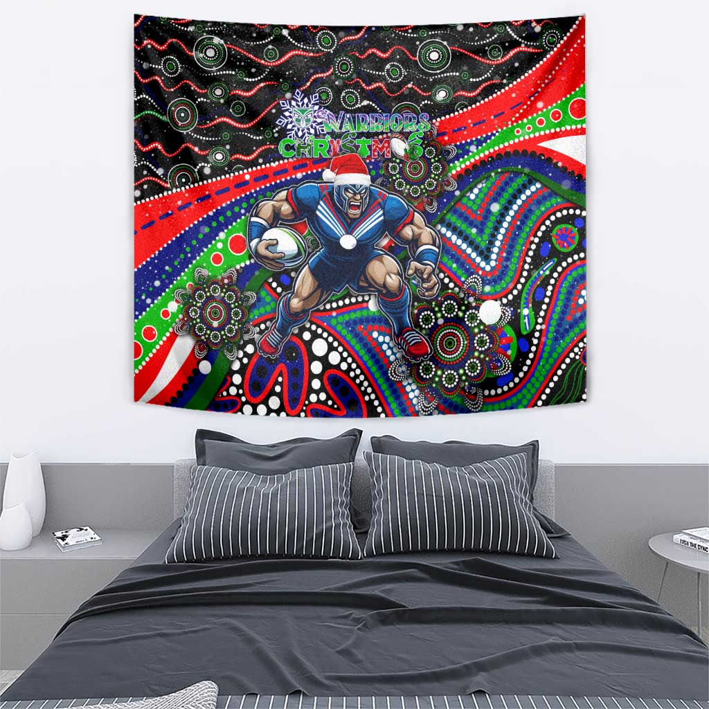 Merry Christmas New Zealand Warriors Tapestry Aboriginal Santa Rugby Mascot - Vibe Hoodie Shop