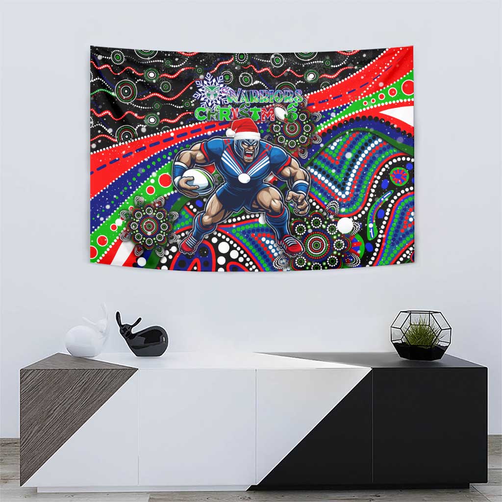 Merry Christmas New Zealand Warriors Tapestry Aboriginal Santa Rugby Mascot - Vibe Hoodie Shop