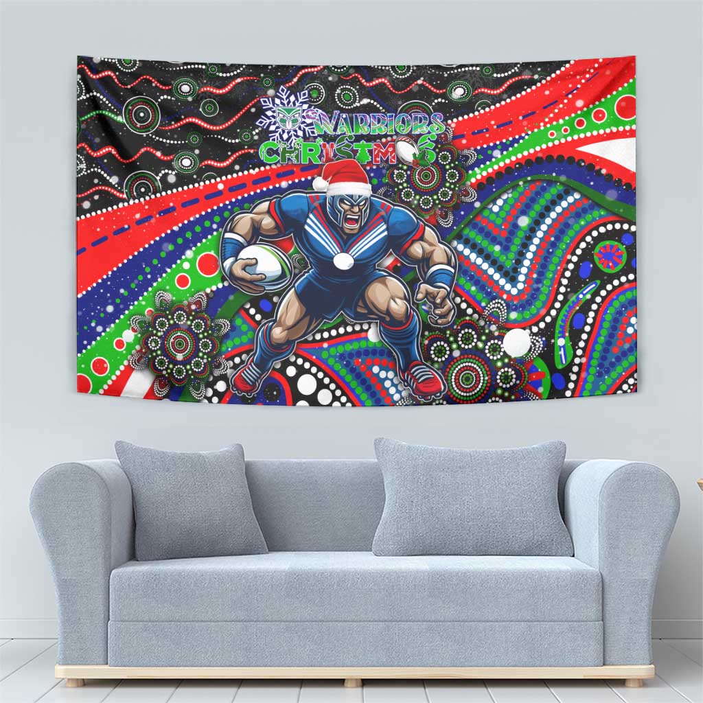 Merry Christmas New Zealand Warriors Tapestry Aboriginal Santa Rugby Mascot - Vibe Hoodie Shop