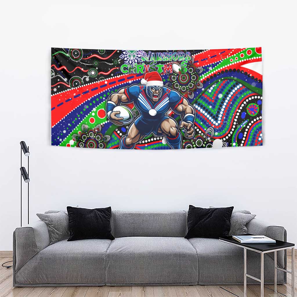 Merry Christmas New Zealand Warriors Tapestry Aboriginal Santa Rugby Mascot - Vibe Hoodie Shop