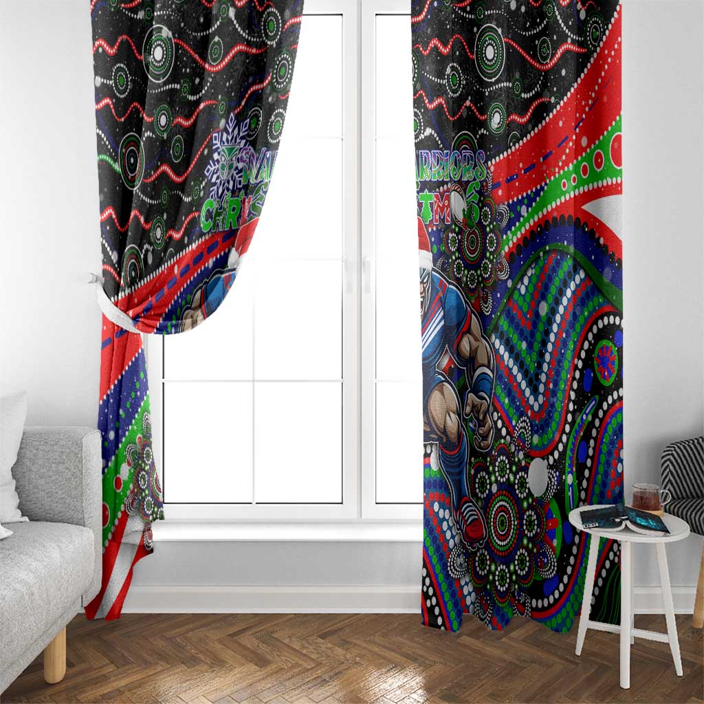 Merry Christmas New Zealand Warriors Window Curtain Aboriginal Santa Rugby Mascot