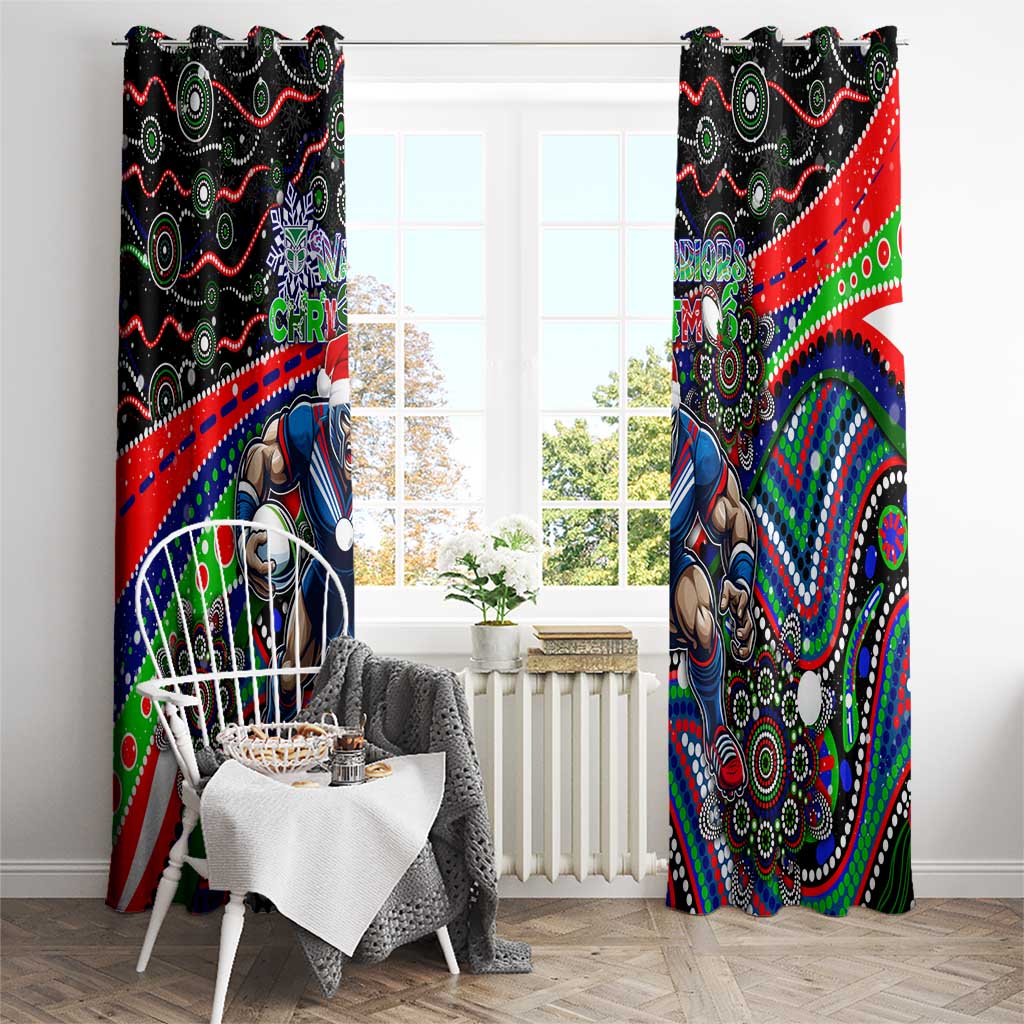 Merry Christmas New Zealand Warriors Window Curtain Aboriginal Santa Rugby Mascot