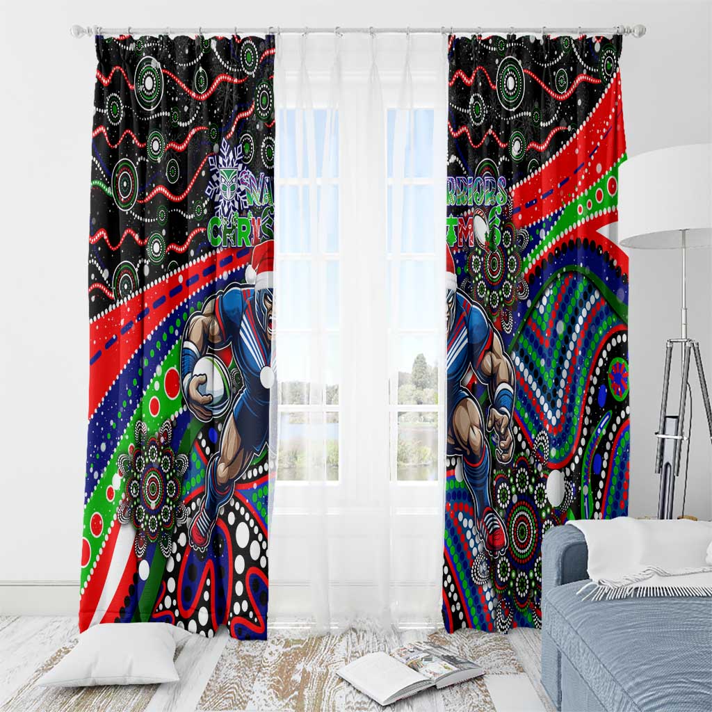 Merry Christmas New Zealand Warriors Window Curtain Aboriginal Santa Rugby Mascot