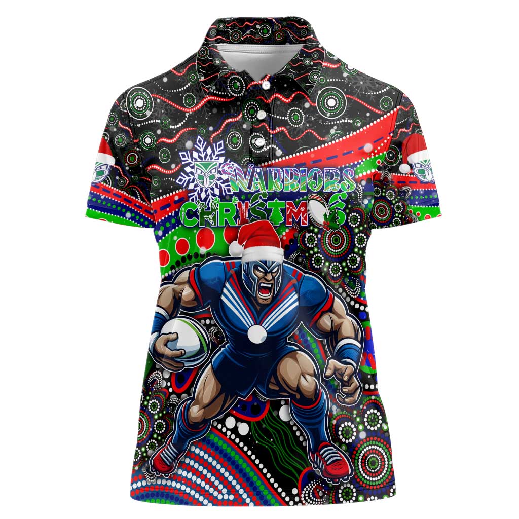 Merry Christmas New Zealand Warriors Women Polo Shirt Aboriginal Santa Rugby Mascot - Vibe Hoodie Shop