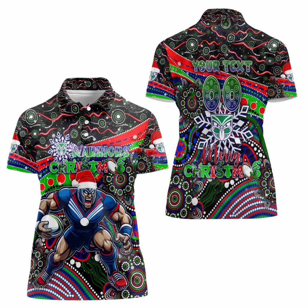 Merry Christmas New Zealand Warriors Women Polo Shirt Aboriginal Santa Rugby Mascot - Vibe Hoodie Shop