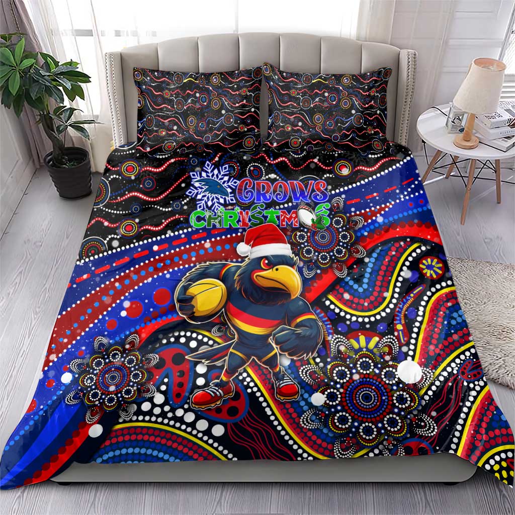 Merry Christmas AFL Adelaide Crows Bedding Set Aboriginal Santa Football Mascot - Vibe Hoodie Shop