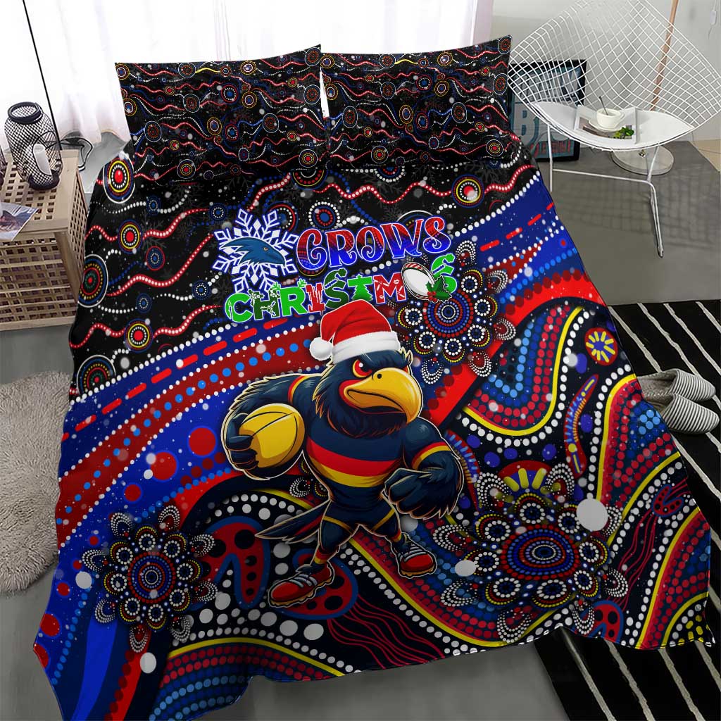 Merry Christmas AFL Adelaide Crows Bedding Set Aboriginal Santa Football Mascot - Vibe Hoodie Shop