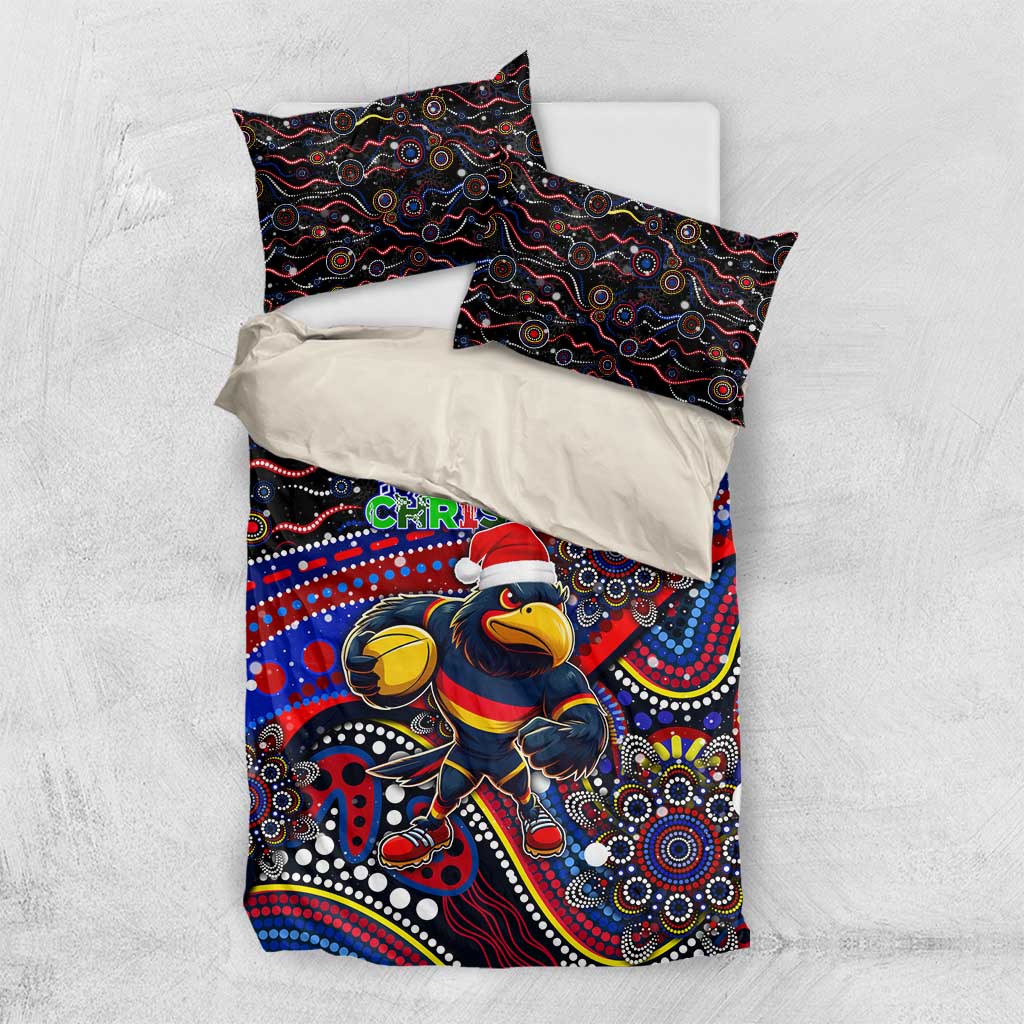 Merry Christmas AFL Adelaide Crows Bedding Set Aboriginal Santa Football Mascot - Vibe Hoodie Shop