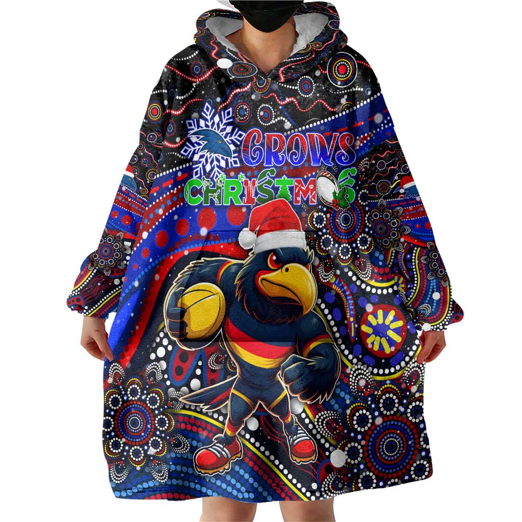 Merry Christmas AFL Adelaide Crows Wearable Blanket Hoodie Aboriginal Santa Football Mascot - Vibe Hoodie Shop