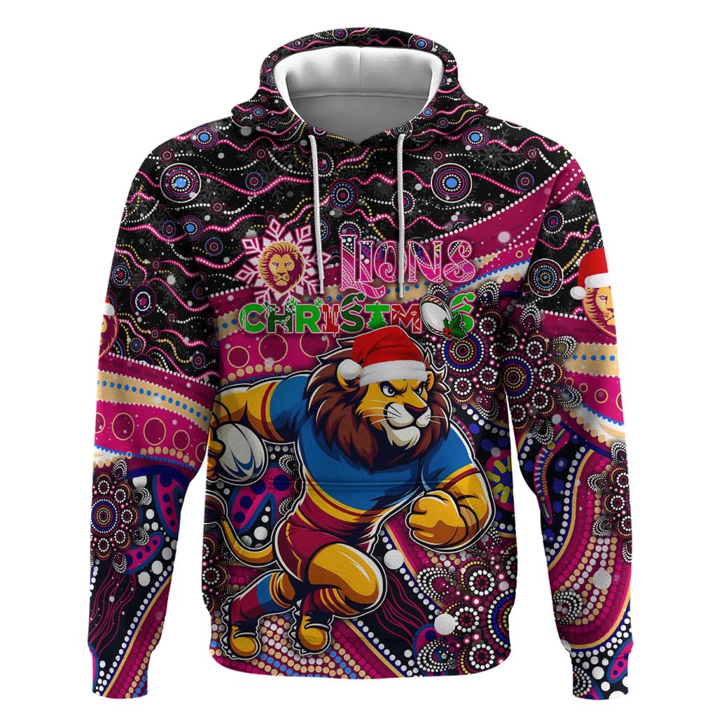 Merry Christmas AFL Brisbane Lions Hoodie Aboriginal Santa Football Mascot - Vibe Hoodie Shop