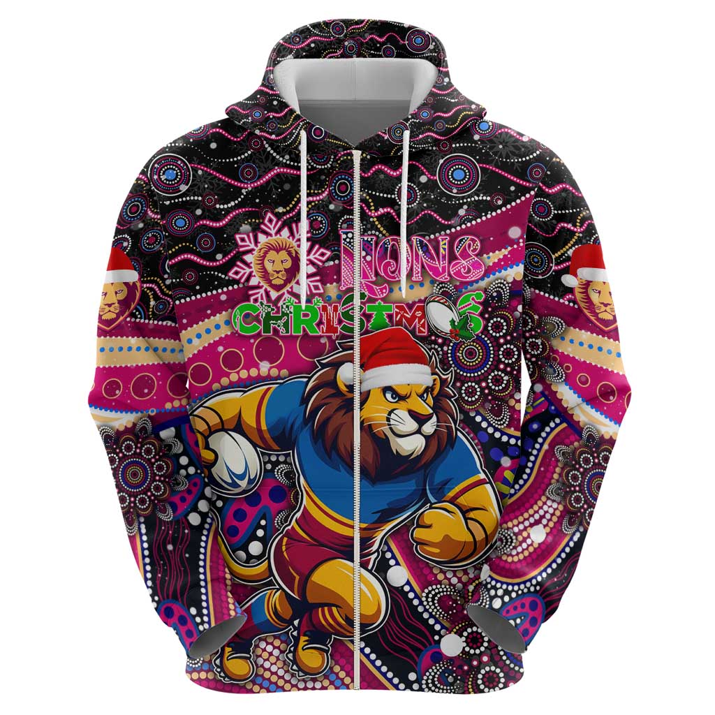 Merry Christmas AFL Brisbane Lions Hoodie Aboriginal Santa Football Mascot - Vibe Hoodie Shop