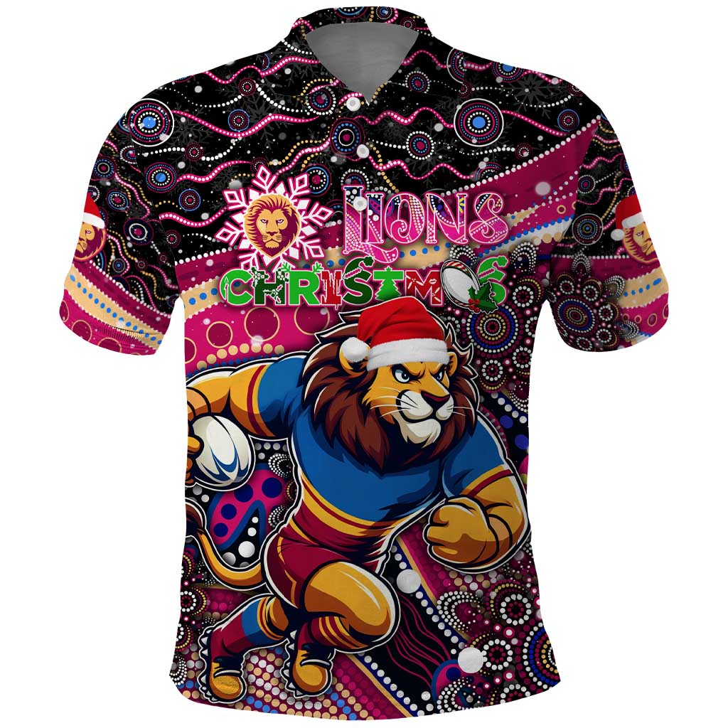 Merry Christmas AFL Brisbane Lions Polo Shirt Aboriginal Santa Football Mascot - Vibe Hoodie Shop