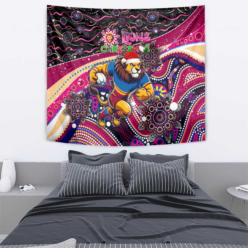 Merry Christmas AFL Brisbane Lions Tapestry Aboriginal Santa Football Mascot - Vibe Hoodie Shop