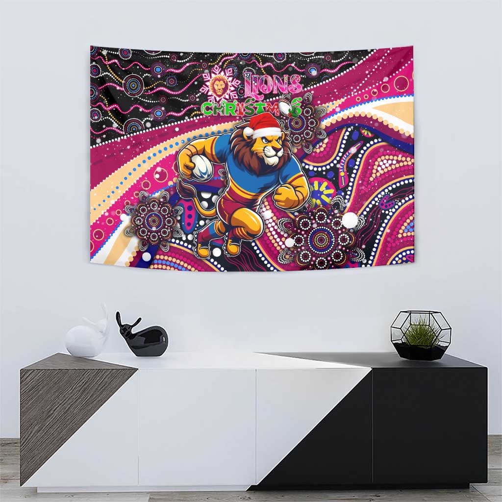 Merry Christmas AFL Brisbane Lions Tapestry Aboriginal Santa Football Mascot - Vibe Hoodie Shop