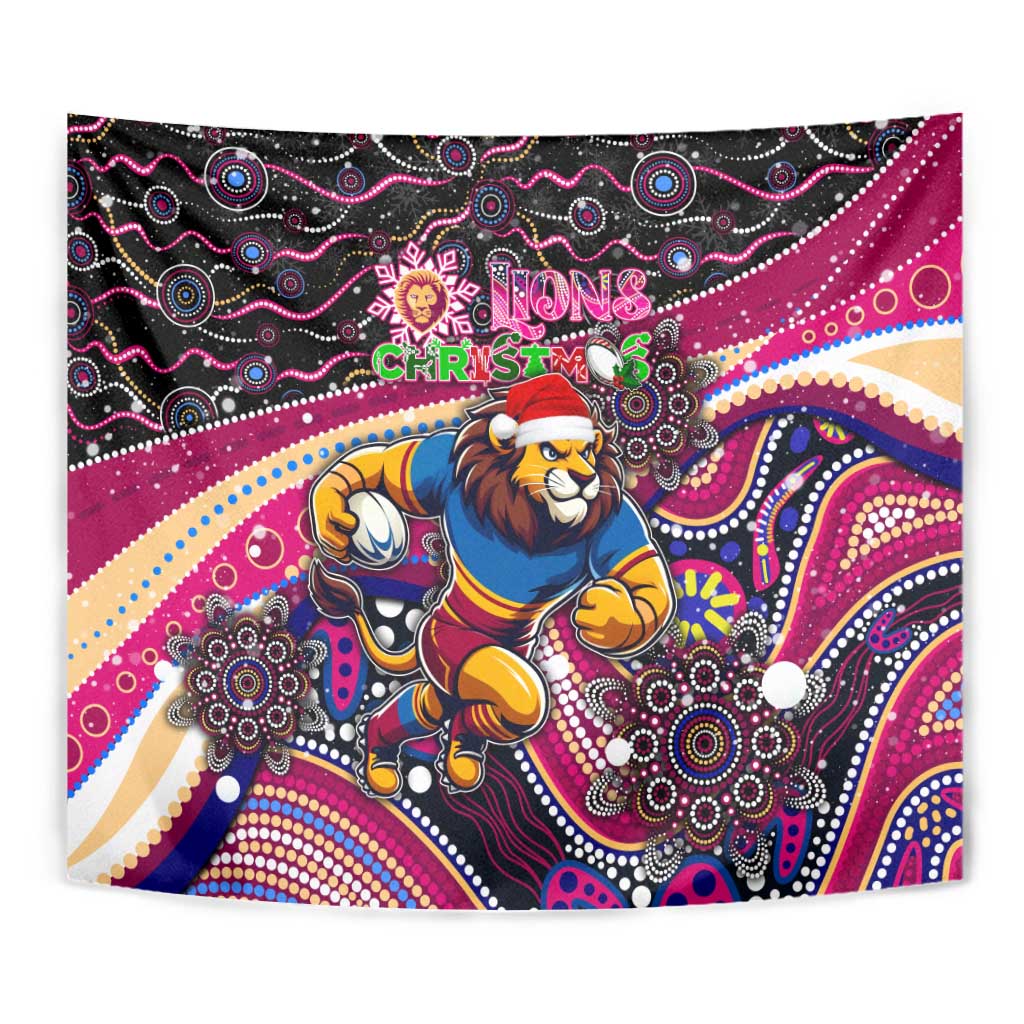 Merry Christmas AFL Brisbane Lions Tapestry Aboriginal Santa Football Mascot - Vibe Hoodie Shop