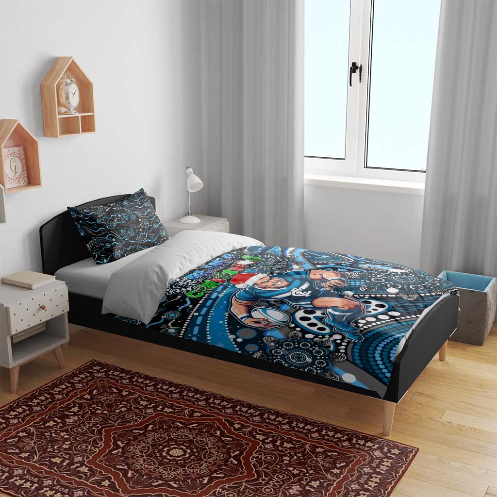 Merry Christmas AFL Carlton Blues Bedding Set Aboriginal Santa Football Mascot - Vibe Hoodie Shop