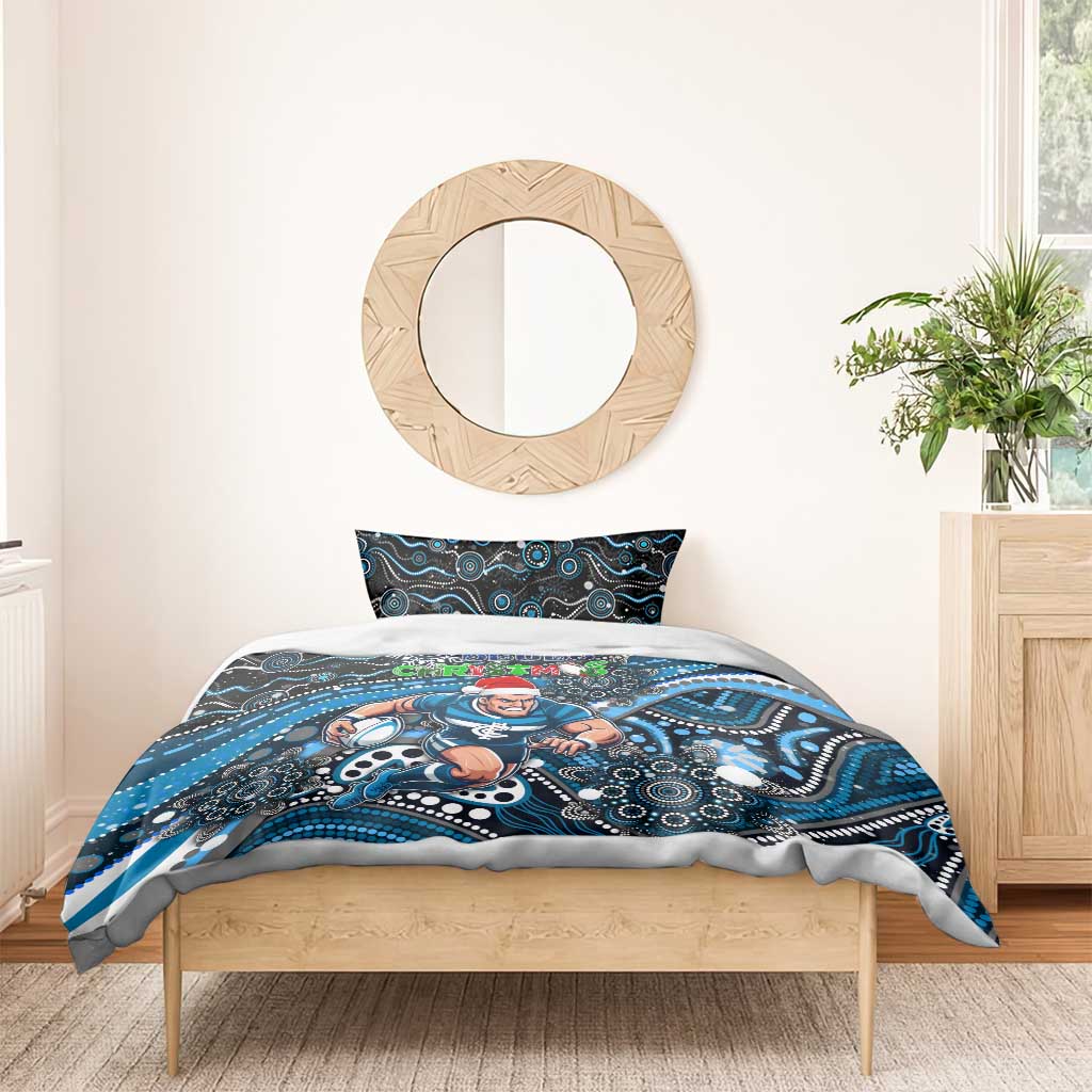 Merry Christmas AFL Carlton Blues Bedding Set Aboriginal Santa Football Mascot - Vibe Hoodie Shop