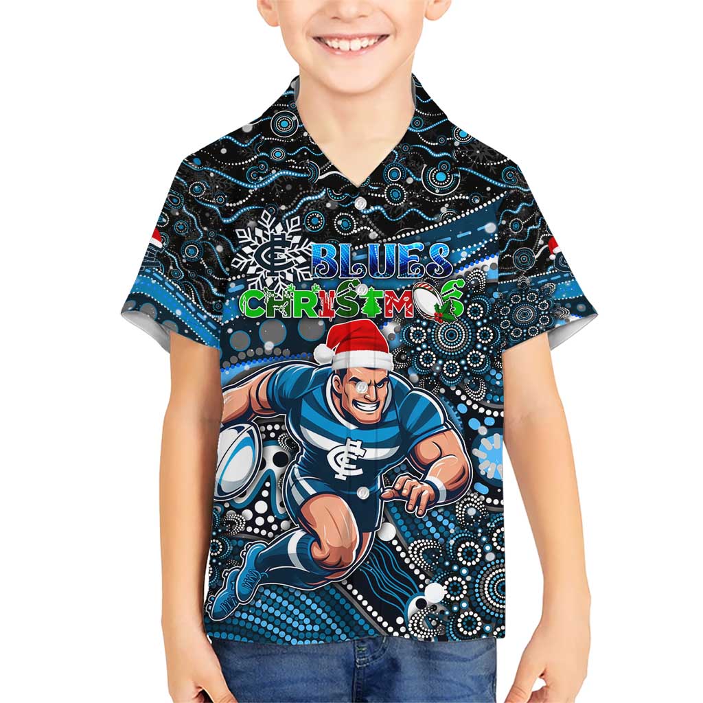 Merry Christmas AFL Carlton Blues Hawaiian Shirt Aboriginal Santa Football Mascot - Vibe Hoodie Shop