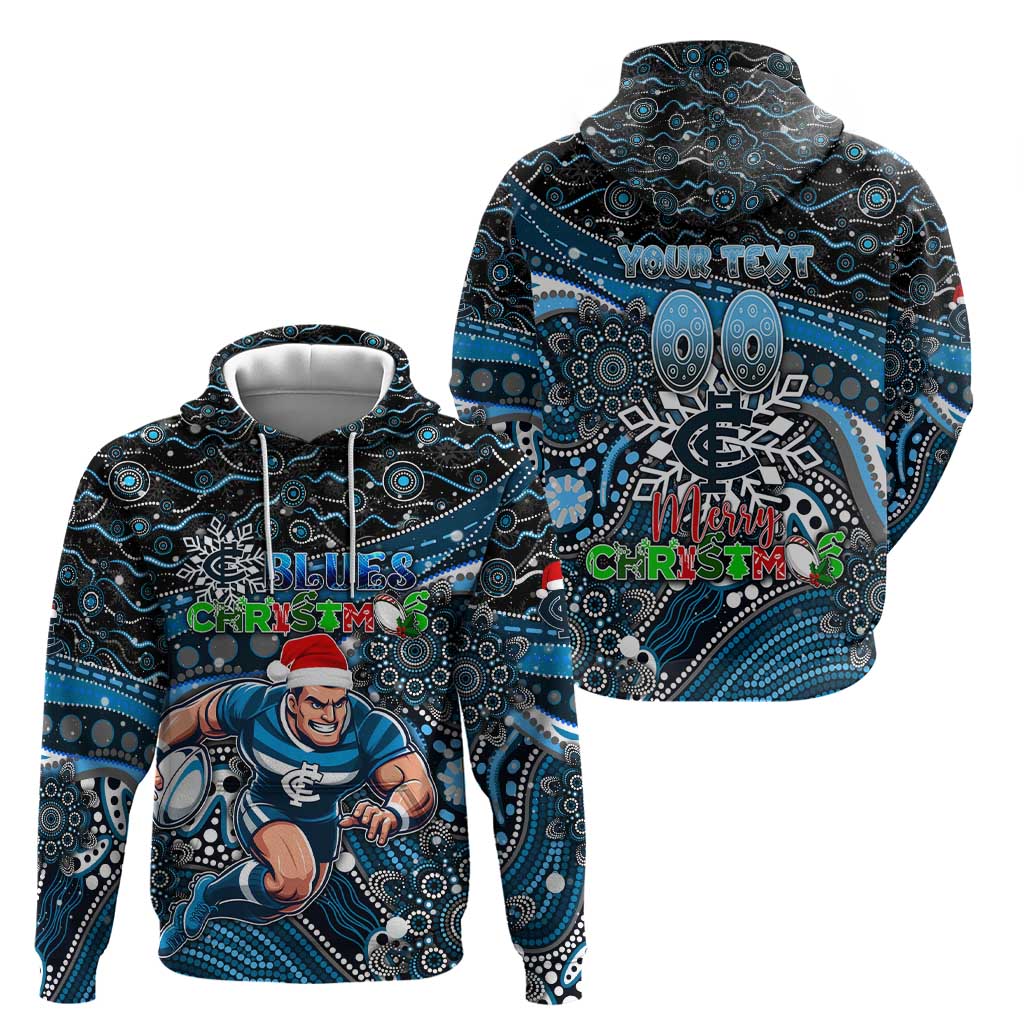Merry Christmas AFL Carlton Blues Hoodie Aboriginal Santa Football Mascot - Vibe Hoodie Shop