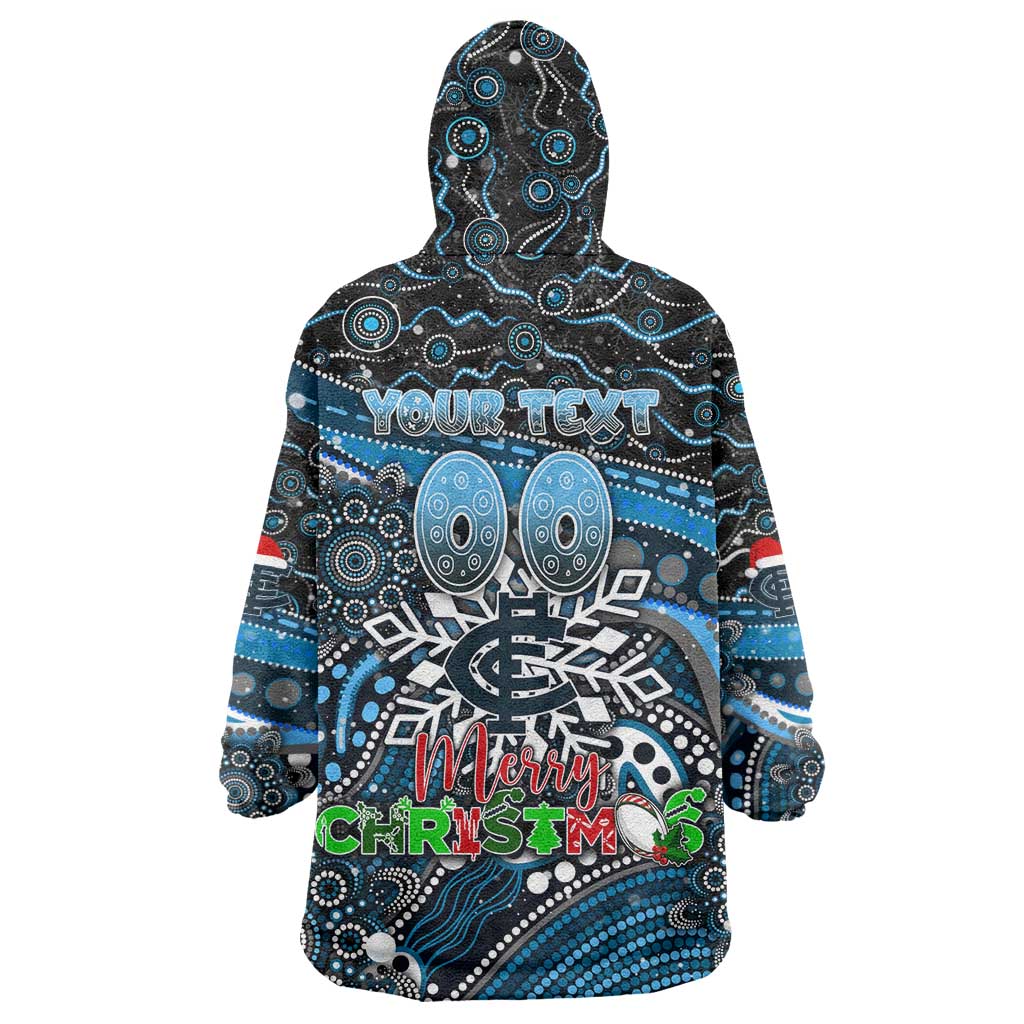 Merry Christmas AFL Carlton Blues Wearable Blanket Hoodie Aboriginal Santa Football Mascot - Vibe Hoodie Shop