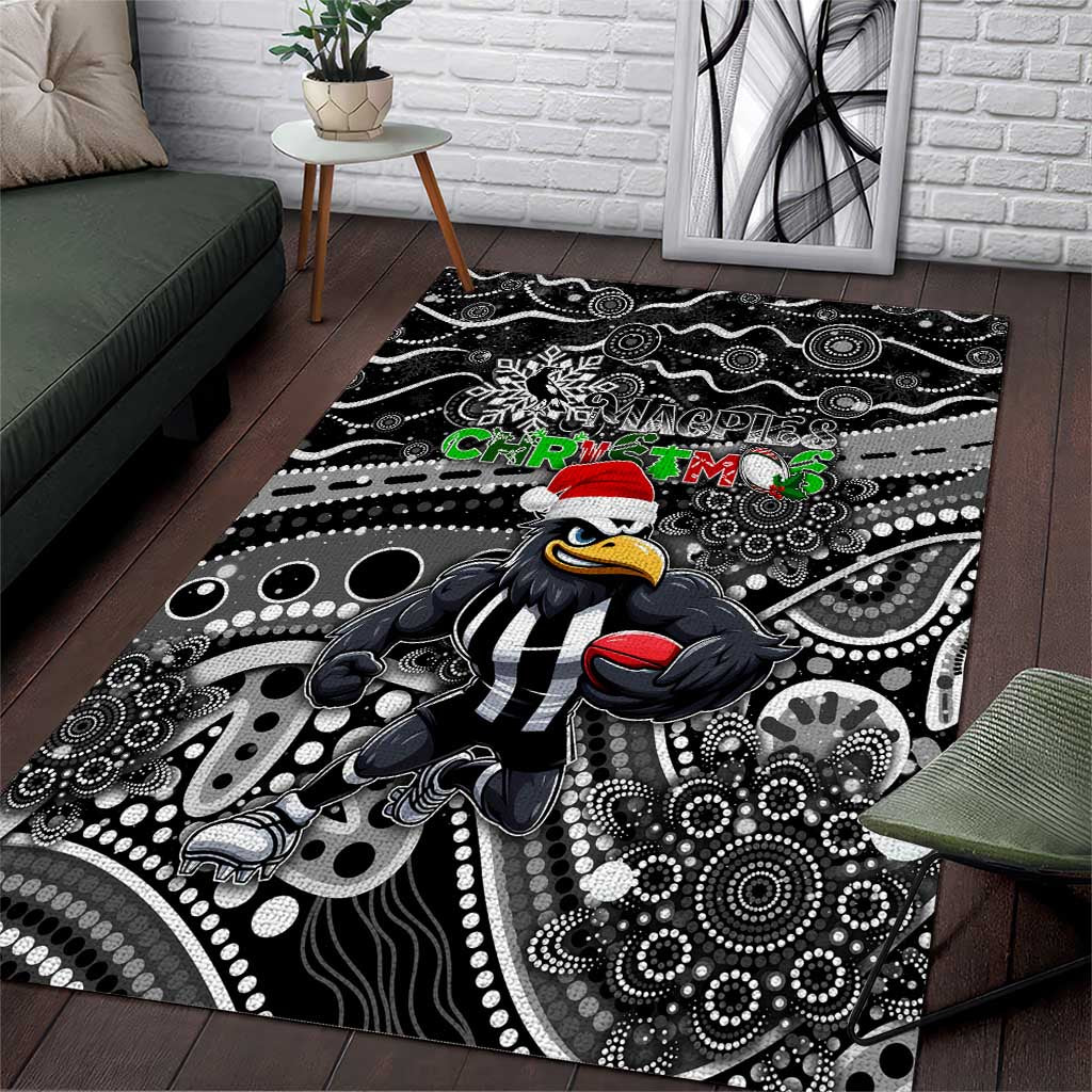 Merry Christmas AFL Collingwood Magpies Area Rug Aboriginal Santa Football Mascot - Vibe Hoodie Shop