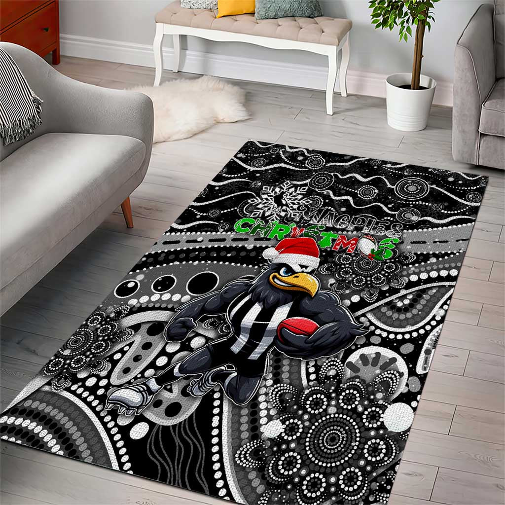 Merry Christmas AFL Collingwood Magpies Area Rug Aboriginal Santa Football Mascot - Vibe Hoodie Shop