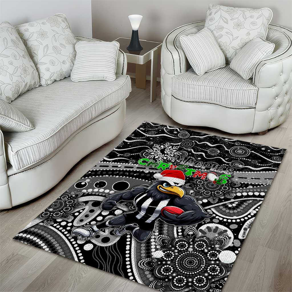 Merry Christmas AFL Collingwood Magpies Area Rug Aboriginal Santa Football Mascot - Vibe Hoodie Shop