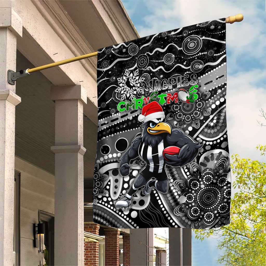Merry Christmas AFL Collingwood Magpies Garden Flag Aboriginal Santa Football Mascot - Vibe Hoodie Shop