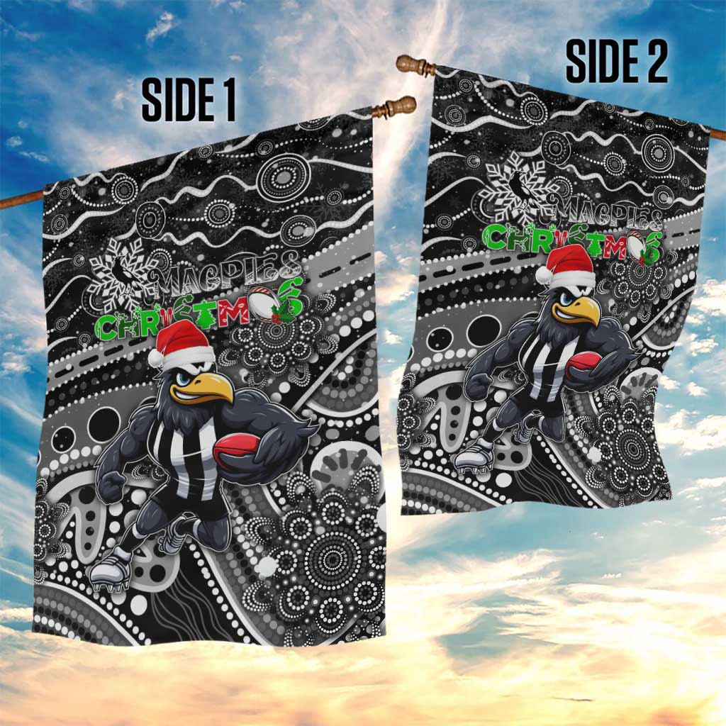 Merry Christmas AFL Collingwood Magpies Garden Flag Aboriginal Santa Football Mascot - Vibe Hoodie Shop