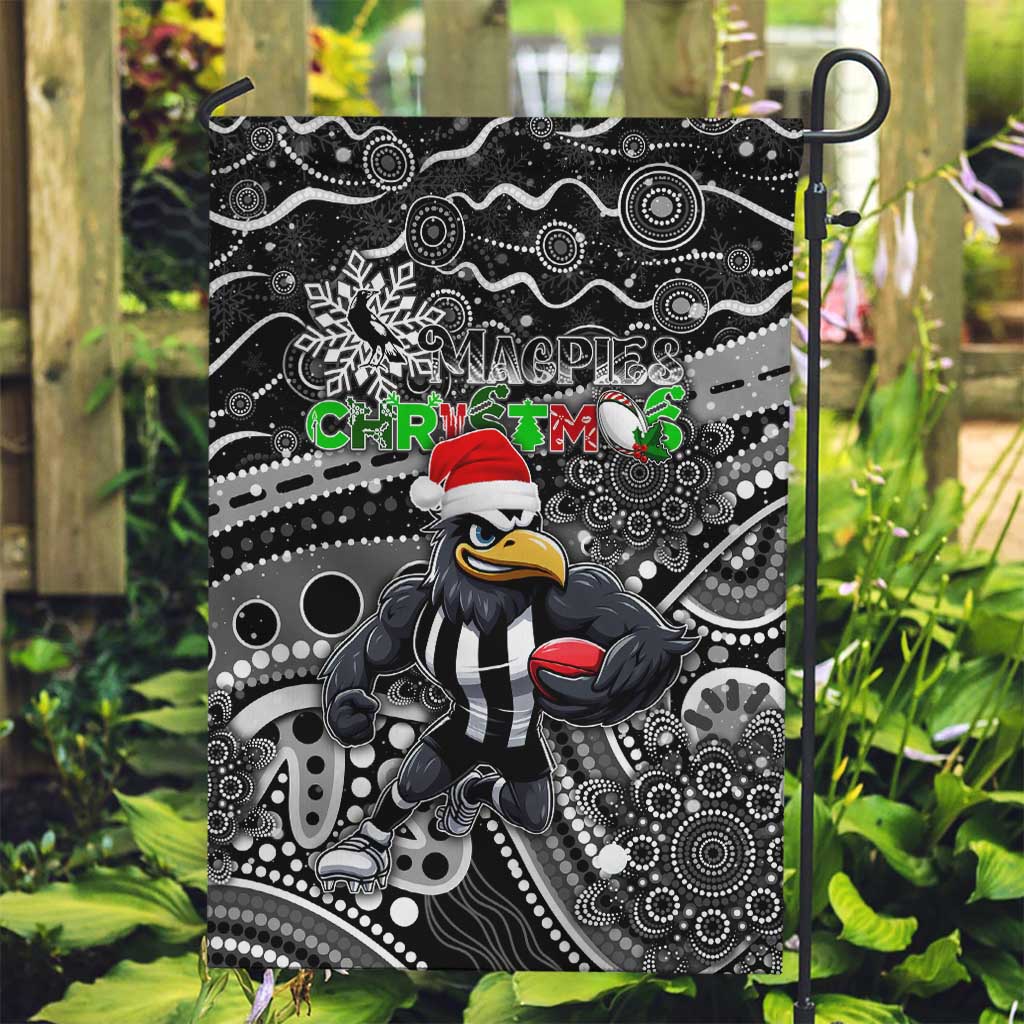 Merry Christmas AFL Collingwood Magpies Garden Flag Aboriginal Santa Football Mascot - Vibe Hoodie Shop