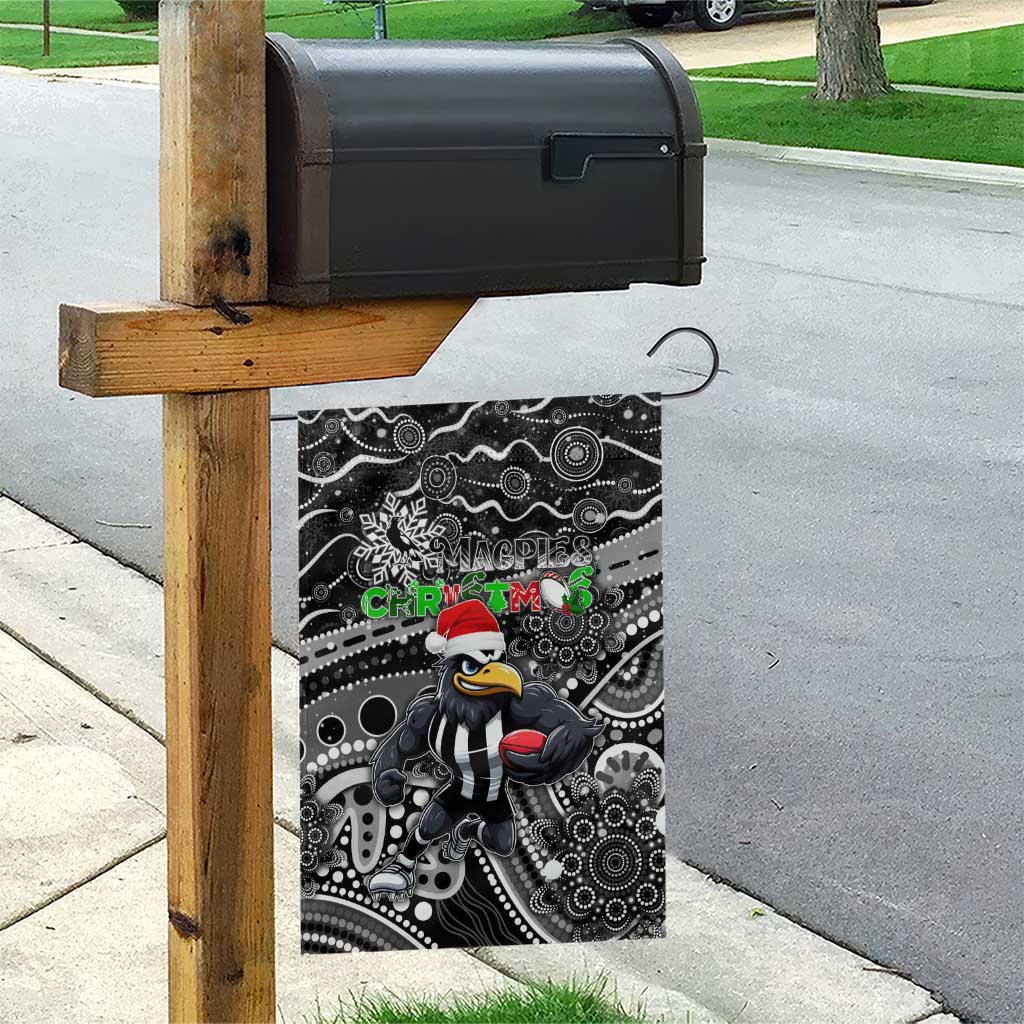 Merry Christmas AFL Collingwood Magpies Garden Flag Aboriginal Santa Football Mascot - Vibe Hoodie Shop