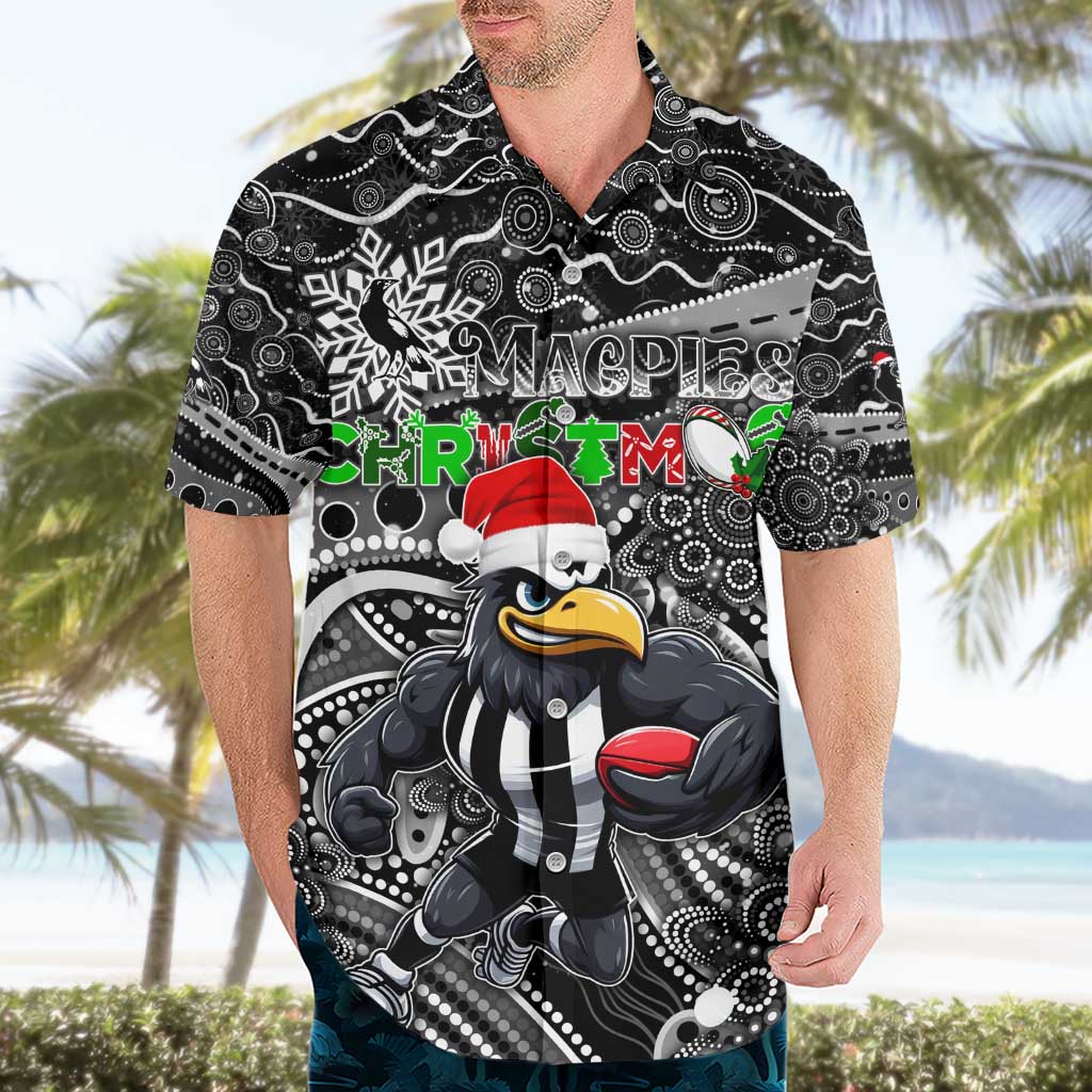 Merry Christmas AFL Collingwood Magpies Hawaiian Shirt Aboriginal Santa Football Mascot - Vibe Hoodie Shop